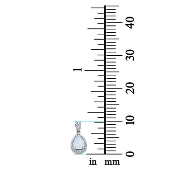 Pear Shape Lab Created White Opal Pendant for Necklace 925 Sterling Silver